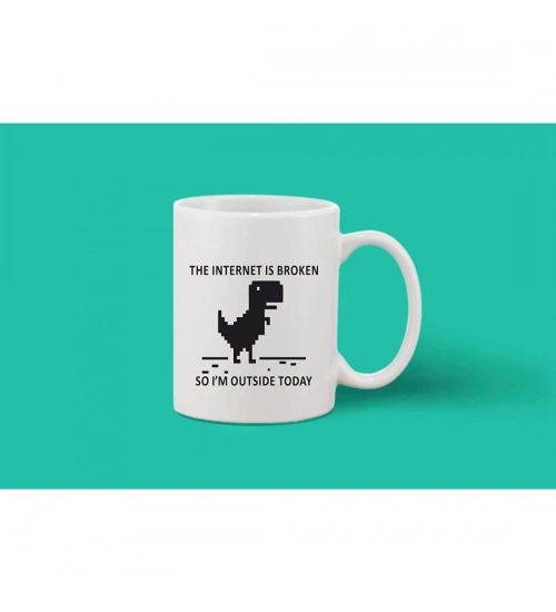 Printed Ceramic Coffee Mug - 1 Pieces, White, 11oz