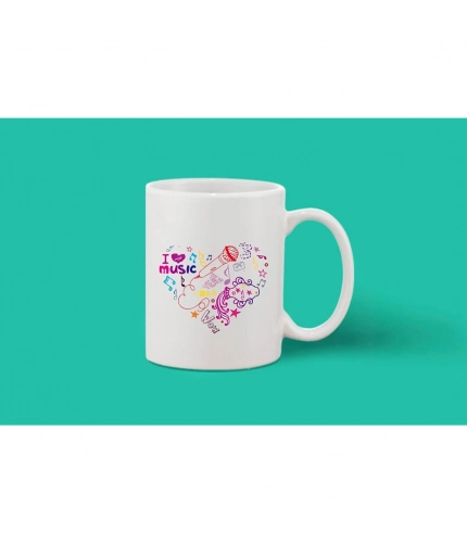 Printed Ceramic Coffee Mug - 1 Pieces, White, 11oz