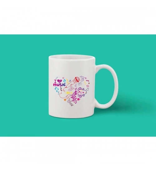 Printed Ceramic Coffee Mug - 1 Pieces, White, 11oz