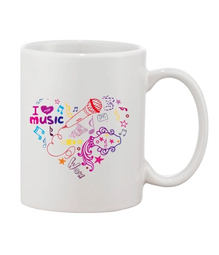Printed Ceramic Coffee Mug - 1 Pieces, White, 11oz