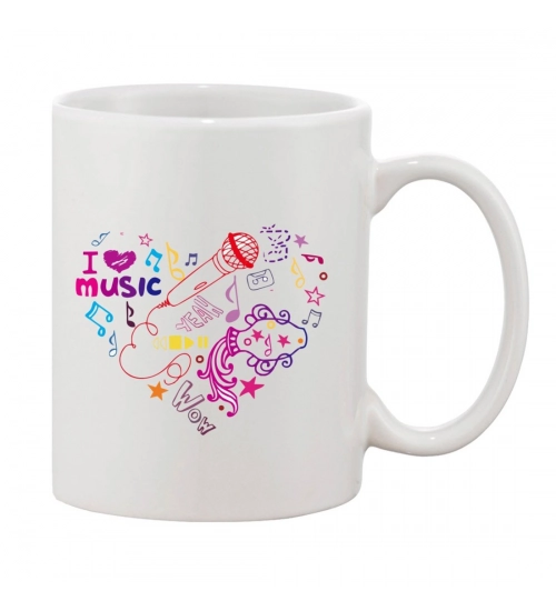 Printed Ceramic Coffee Mug - 1 Pieces, White, 11oz