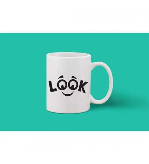 Printed Ceramic Coffee Mug - 1 Pieces, White, 11oz