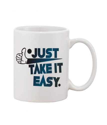 Printed Ceramic Coffee Mug - 1 Pieces, White, 11oz