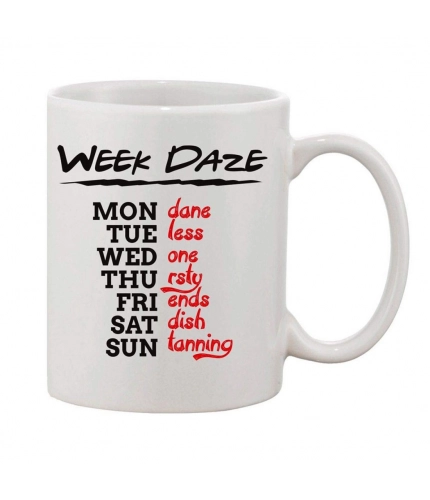 Printed Ceramic Coffee Mug - 1 Pieces, White, 11oz
