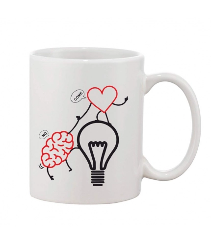 Printed Ceramic Coffee Mug - 1 Pieces, White, 11oz