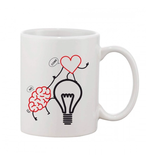 Printed Ceramic Coffee Mug - 1 Pieces, White, 11oz