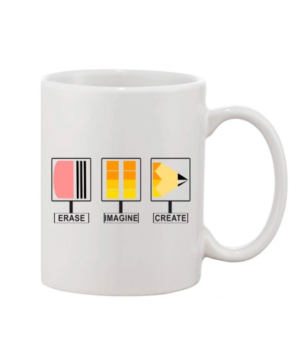 Printed Ceramic Coffee Mug - 1 Pieces, White, 11oz