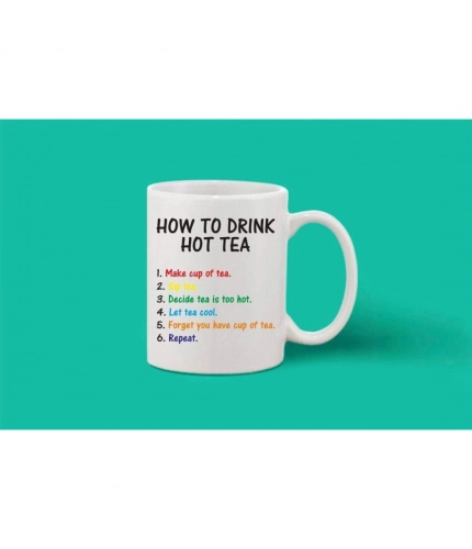 Printed Ceramic Coffee Mug - 1 Pieces, White, 11oz