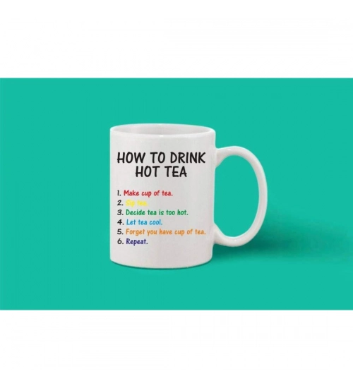 Printed Ceramic Coffee Mug - 1 Pieces, White, 11oz