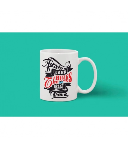 Printed Ceramic Coffee Mug - 1 Pieces, White, 11oz