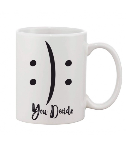 Printed Ceramic Coffee Mug - 1 Pieces, White, 11oz