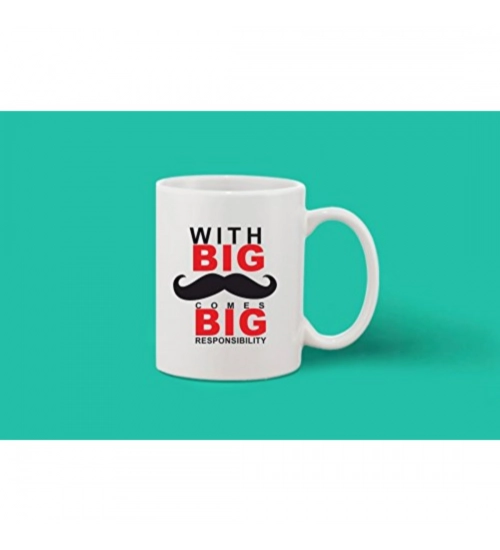 Printed Ceramic Coffee Mug - 1 Pieces, White, 11oz