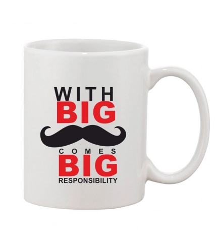 Printed Ceramic Coffee Mug - 1 Pieces, White, 11oz