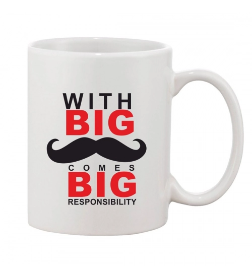 Printed Ceramic Coffee Mug - 1 Pieces, White, 11oz