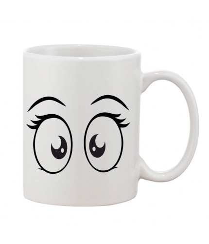 Printed Ceramic Coffee Mug - 1 Pieces, White, 11oz