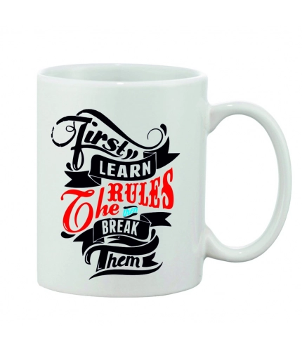 Printed Ceramic Coffee Mug - 1 Pieces, White, 11oz