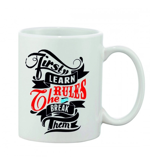 Printed Ceramic Coffee Mug - 1 Pieces, White, 11oz