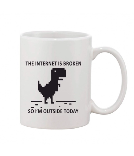 Printed Ceramic Coffee Mug - 1 Pieces, White, 11oz
