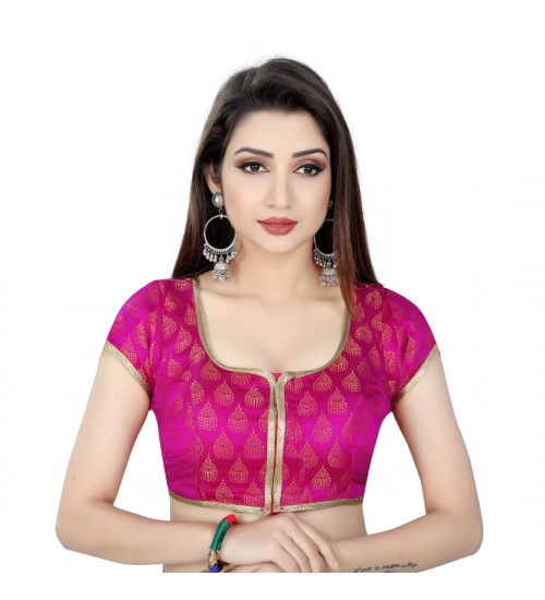 Women's Nylon, Inner-Cotton Full Stitched Padded Blouse (Pink)