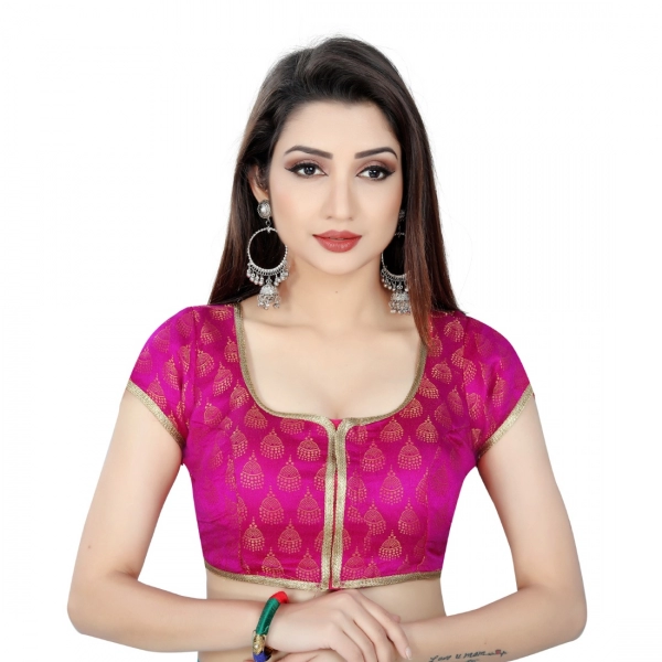 Dropship Women's Nylon, Inner-Cotton Full Stitched Padded Blouse (Pink)