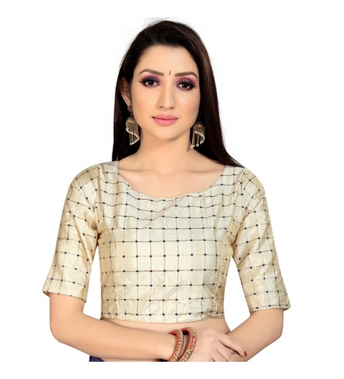 Women's Brocade, Inner-Cotton Full Stitched Padded Blouse (Chiku )