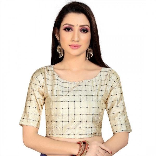Dropship Women's Brocade, Inner-Cotton Full Stitched Padded Blouse (Chiku )