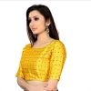 Dropship Women's Brocade, Inner-Cotton Full Stitched Padded Blouse (Yellow )