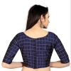 Dropship Women's Brocade, Inner-Cotton Full Stitched Padded Blouse (Navy Blue )