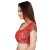Dropship Women's Brocade, Inner-Cotton Full Stitched Padded Blouse (Red)