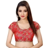 Dropship Women's Brocade, Inner-Cotton Full Stitched Padded Blouse (Red)