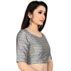 Dropship Women's Brocade, Inner-Cotton Full Stitched Padded Blouse (Light Gray )