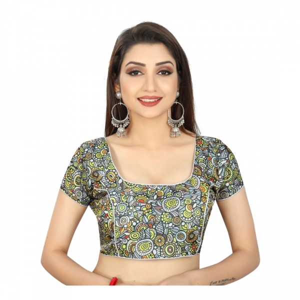 Dropship Women's Satin Silk, Inner-Cotton Full Stitched Padded Blouse (Black)