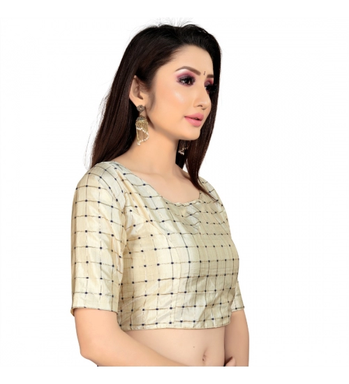 Women's Brocade, Inner-Cotton Full Stitched Padded Blouse (Chiku )