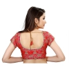 Dropship Women's Brocade, Inner-Cotton Full Stitched Padded Blouse (Red)