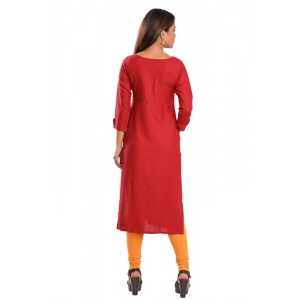 Generic Women's Rayon Self Pattern Straight Kurti-Maroon