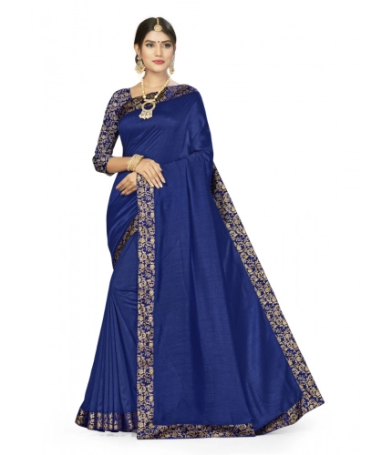 Women's Silk Blend Saree (Neavy blue, 5-6mtrs)