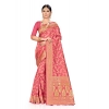 Women's Banarasi Silk Saree (Peach, 5-6mtrs)
