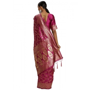 Generic Women's Banarasi Silk Saree (Pink, 5-6mtrs)