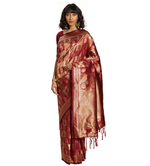 Women's Banarasi Silk Saree (Red, 5-6mtrs)