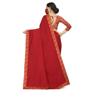 Generic Women's Silk Blend Saree (Red, 5-6mtrs)