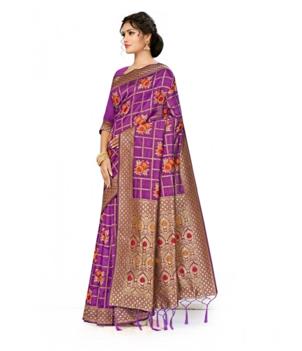 Women's Banarasi Silk Saree (Purple, 5-6mtrs) Women's Banarasi Silk Saree (Purple, 5-6mtrs)