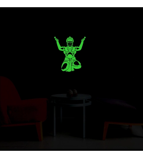 Green Hanuman Ji Radium Wall Sticker
