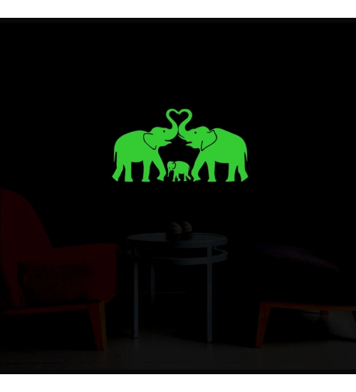 Green Decorative Elephant Radium Wall Sticker