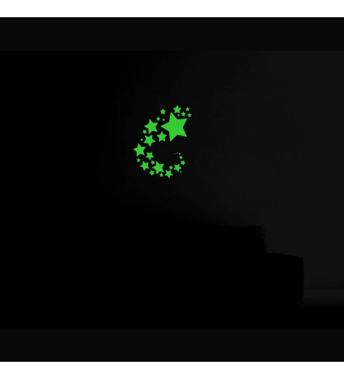 Green Galaxy Of Stars With Moon Radium Wall Sticker