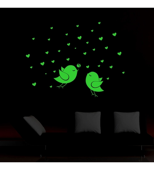 Green Birds And Star Radium Wall Sticker