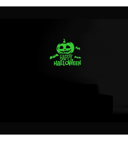 Green Happy Halloween Radium Wall Sticker