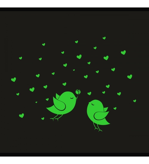 Green Birds And Star Radium Wall Sticker