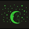 Dropship Green Galaxy Of Stars With Moon Radium Night Glow Wall Sticker