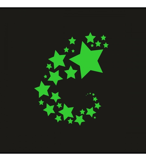Green Galaxy Of Stars With Moon Radium Wall Sticker