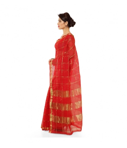 Women's Kota Doria Cotton Saree With Blouse (Red,6-3 Mtrs) Women's Kota Doria Cotton Saree With Blouse (Red,6-3 Mtrs)